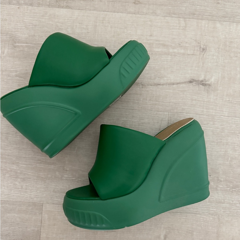 Green Wedge Sandals